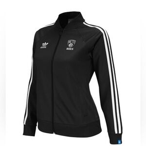 adidas Brooklyn Nets Women's Originals Full Color Stripe Track Jacket - Black